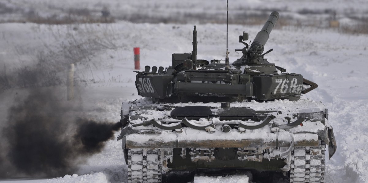 A Russian tank pictured during a combat training near the border with Ukraine (Photo: Russian Defense Ministry)