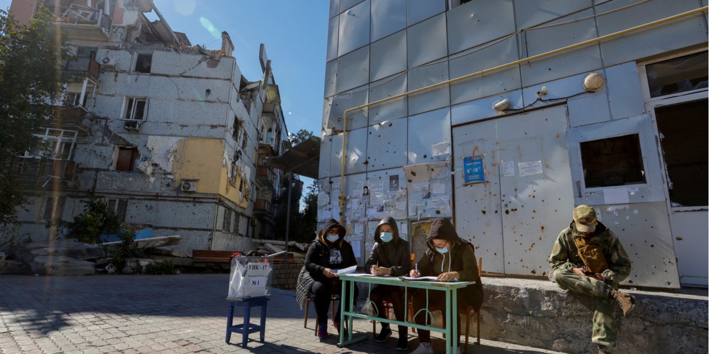 Russian propagandists lied that over or nearly 90% of the population in Ukraine’s occupied territories have “voted” for annexation to Russia (Photo: REUTERS/Alexander Ermochenko)