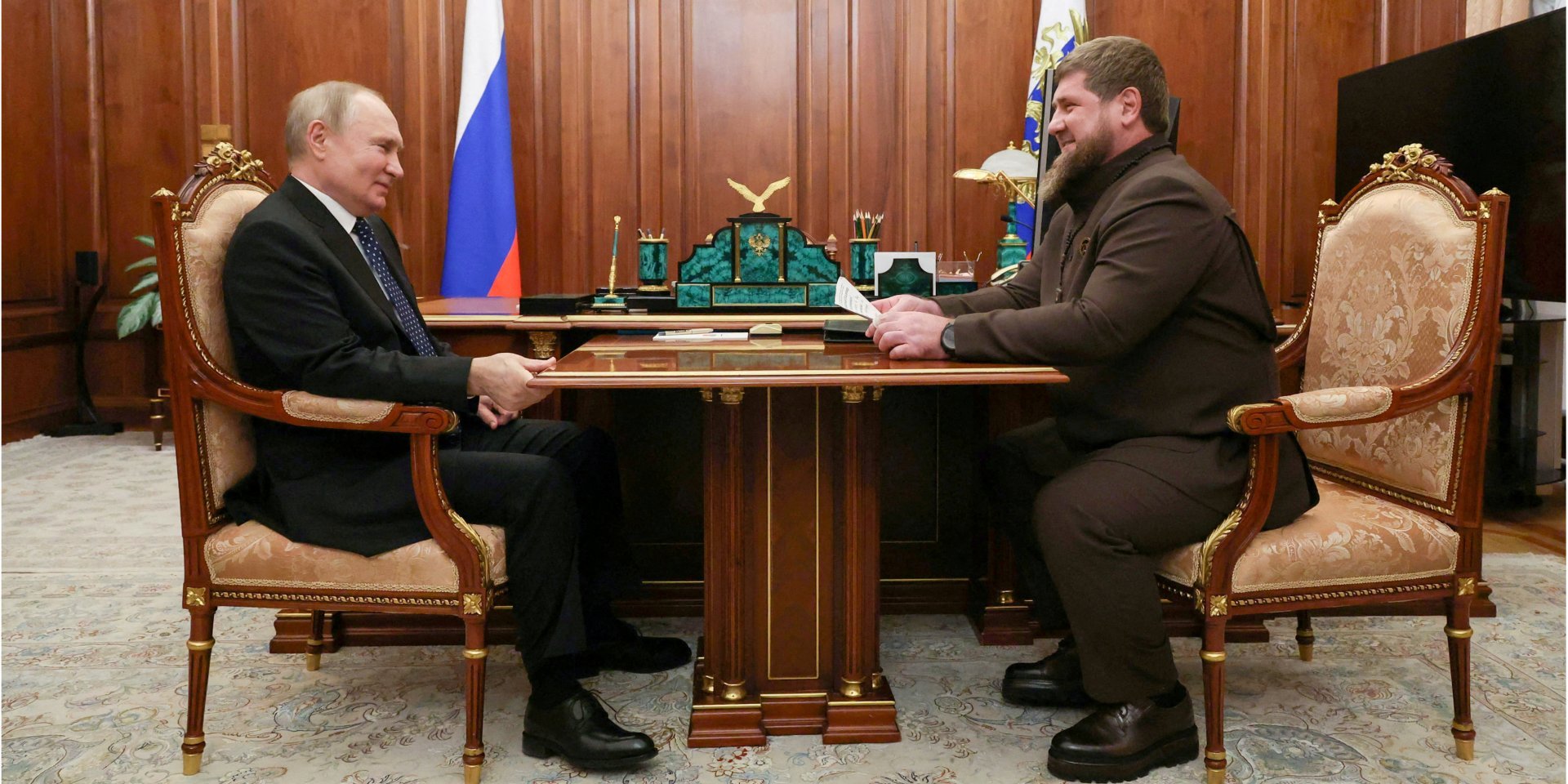 Vladimir Putin and Ramzan Kadyrov during a meeting on March 13, 2023 (Photo: Sputnik/Mikhail Klimentyev/Kremlin via REUTERS)