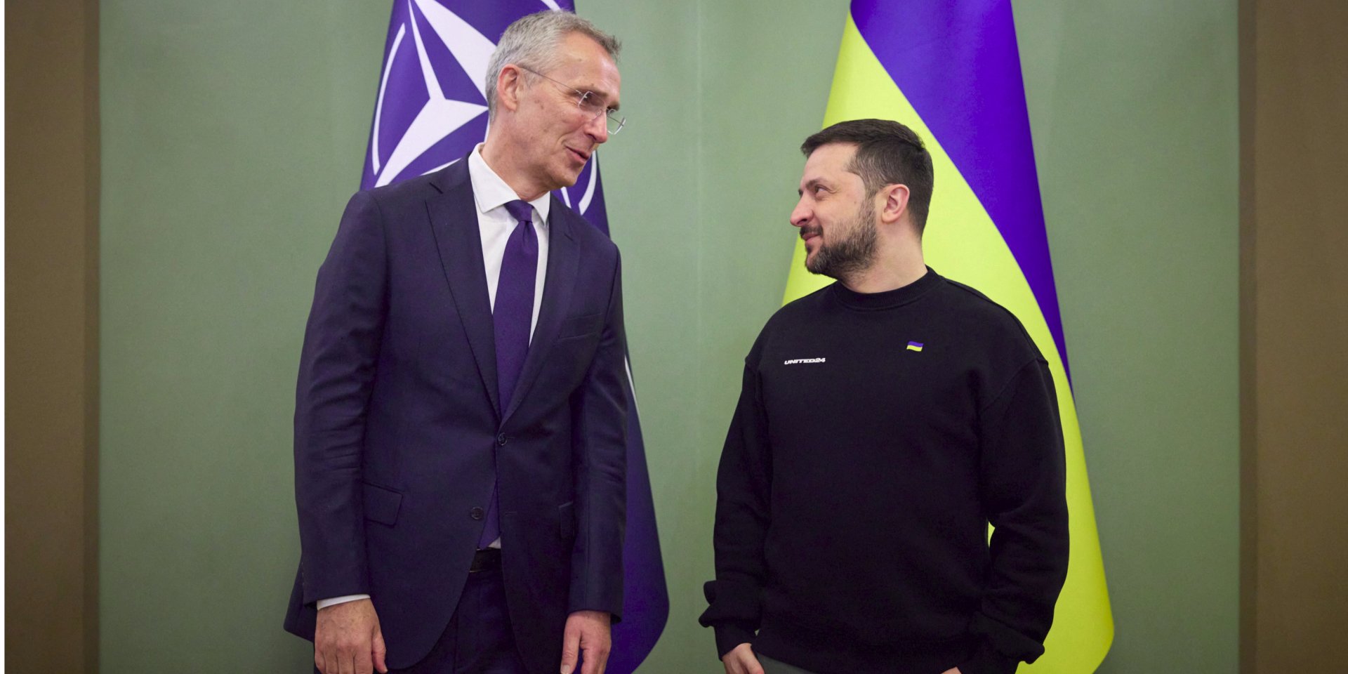 Jens Stoltenberg and Volodymyr Zelenskyy in Kyiv, April 20, 2023 (Photo: Ukrainian Presidential Press Service/Handout via REUTERS)