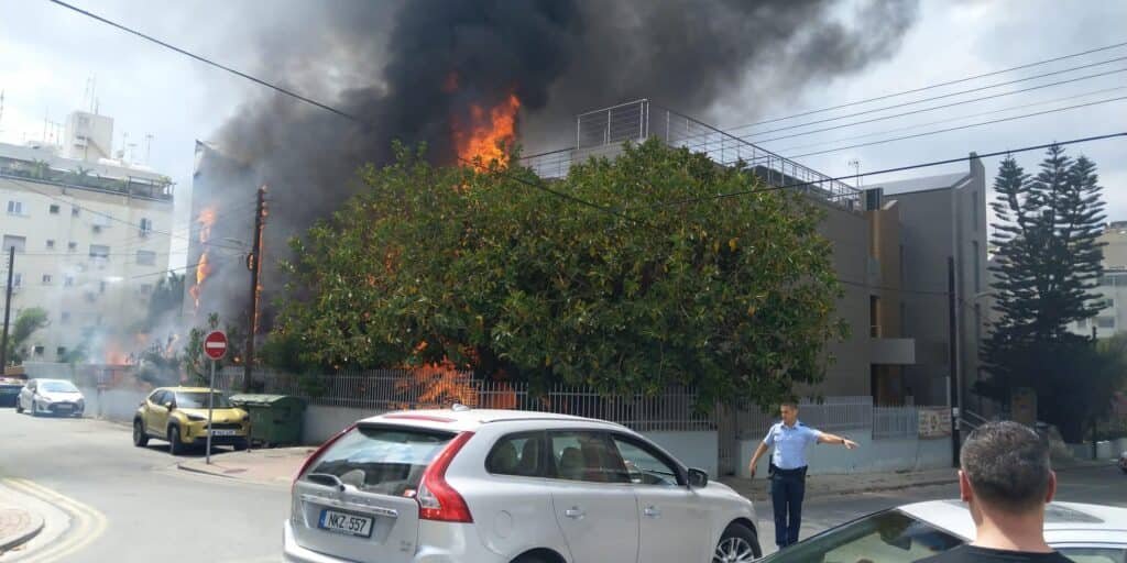 Fire in the building of the Russian 