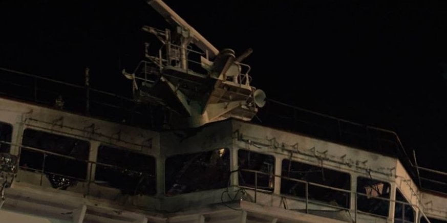 A Liberian-flagged ship hit by a Russian missile (Photo: Сили оборони півдня/Telegram)