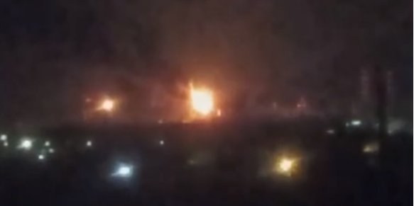 Fire at a refinery in the Ryazan Oblast after a UAV strike on the night of May 1 (Photo: Андрющенко Time)