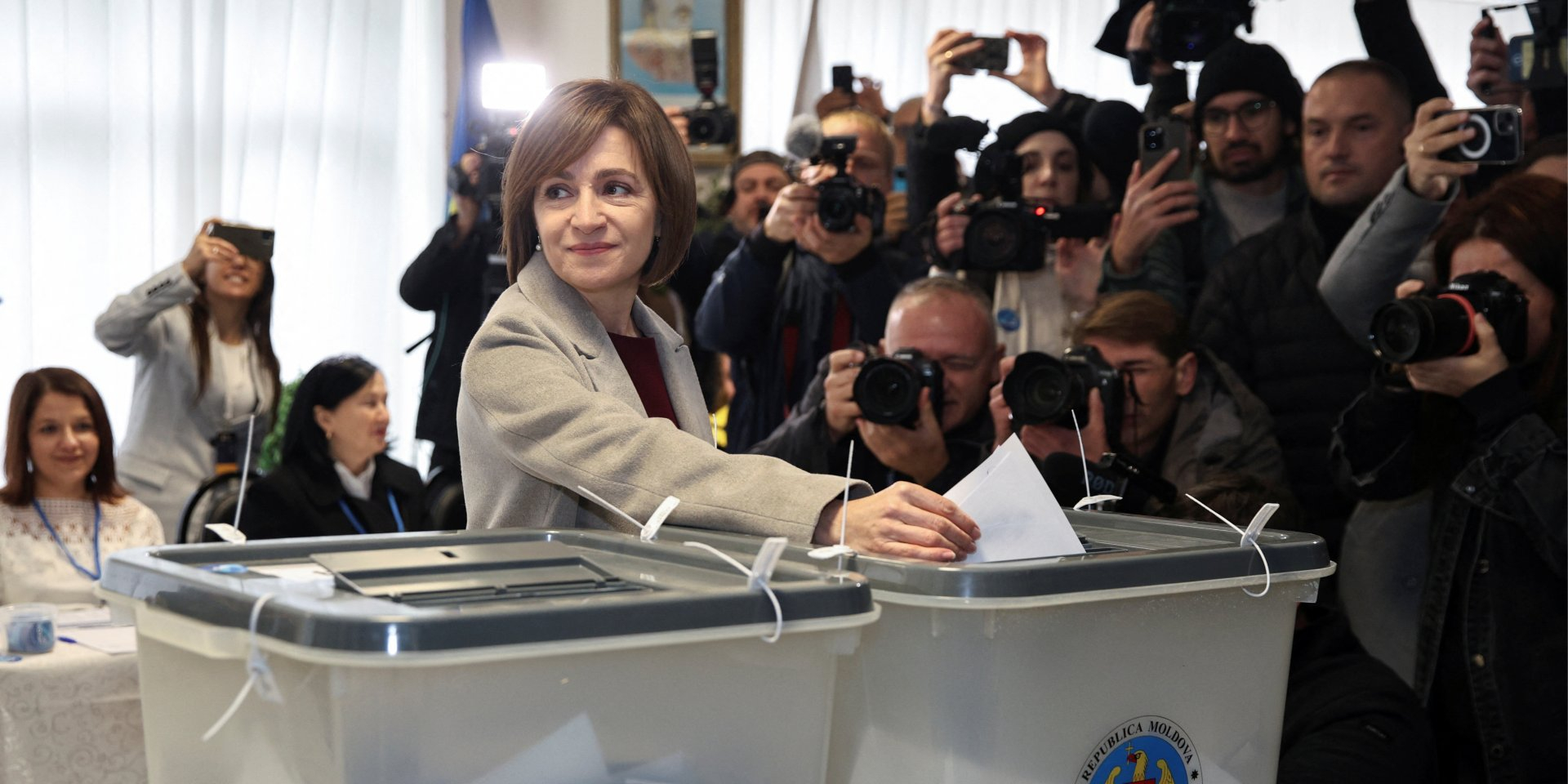 Maia Sandu leads in Moldova's presidential election (Photo: REUTERS/Vladislav Culiomza)