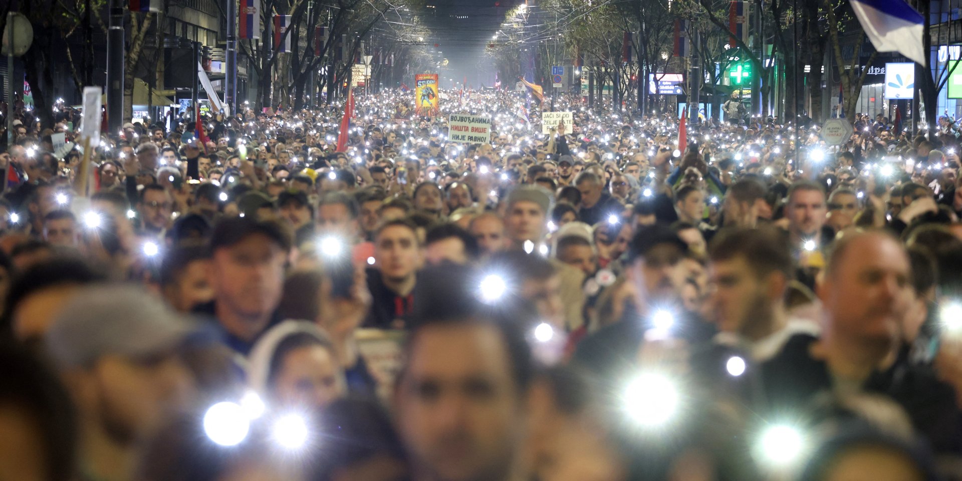 Масовий мітинг у&nbsp;Белграді, 15 березня 2025 року (Фото: REUTERS/Mitar Mitrovic)
