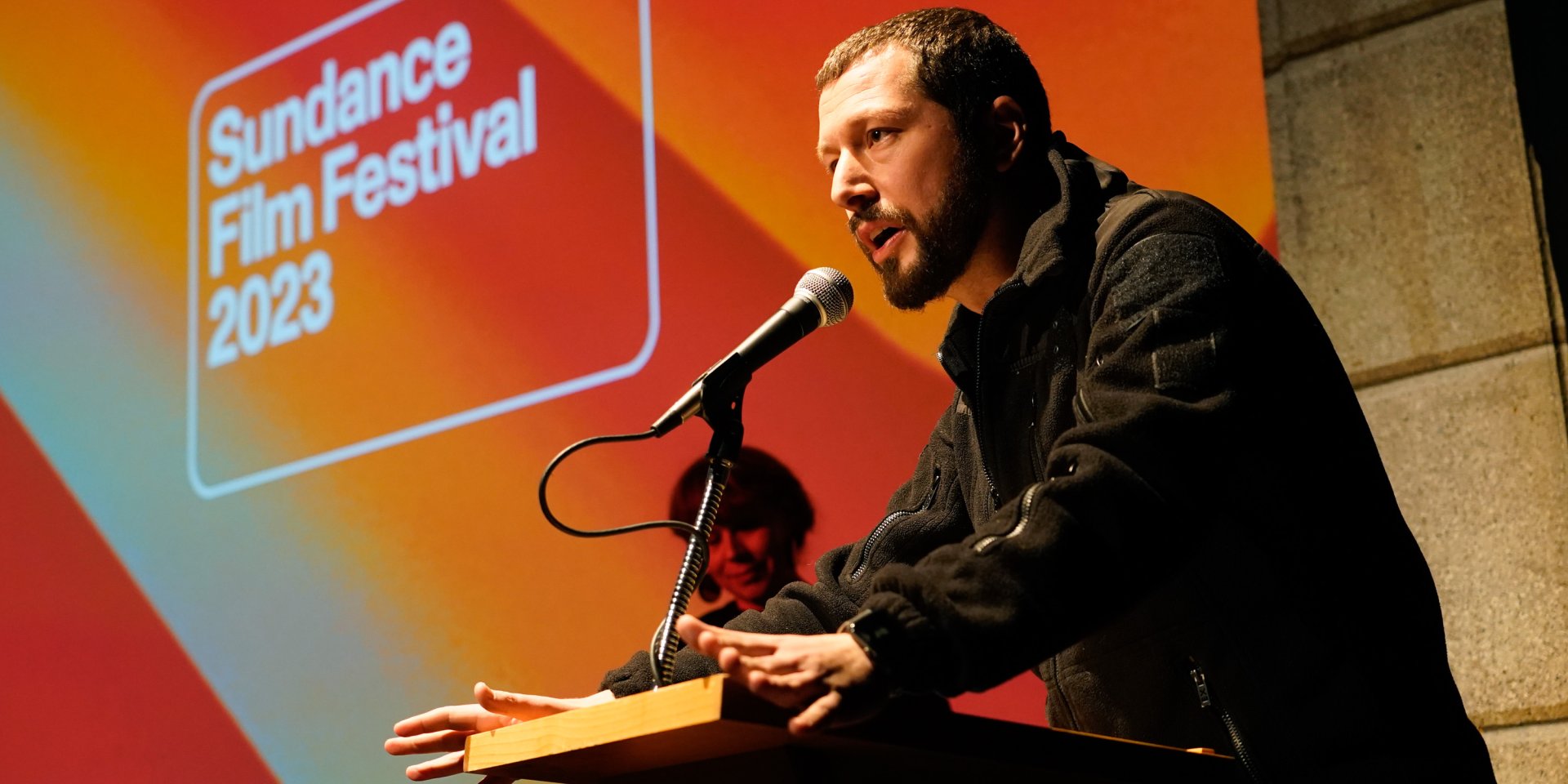 Мстислав Чернов на кінофестивалі Sundance у&nbsp;2023 році (Фото: AP/Frontline)