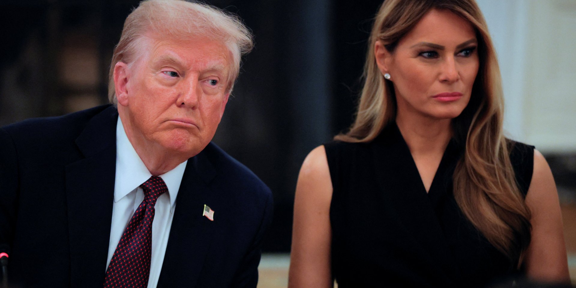 Президент США Дональд Трамп і перша леді Меланія Трамп на&nbsp;закритій вечері для лідерів сфери технологій і бізнесу у&nbsp;Державній їдальні Білого дому у&nbsp;Вашингтоні (Фото: REUTERS/Brian Snyder)