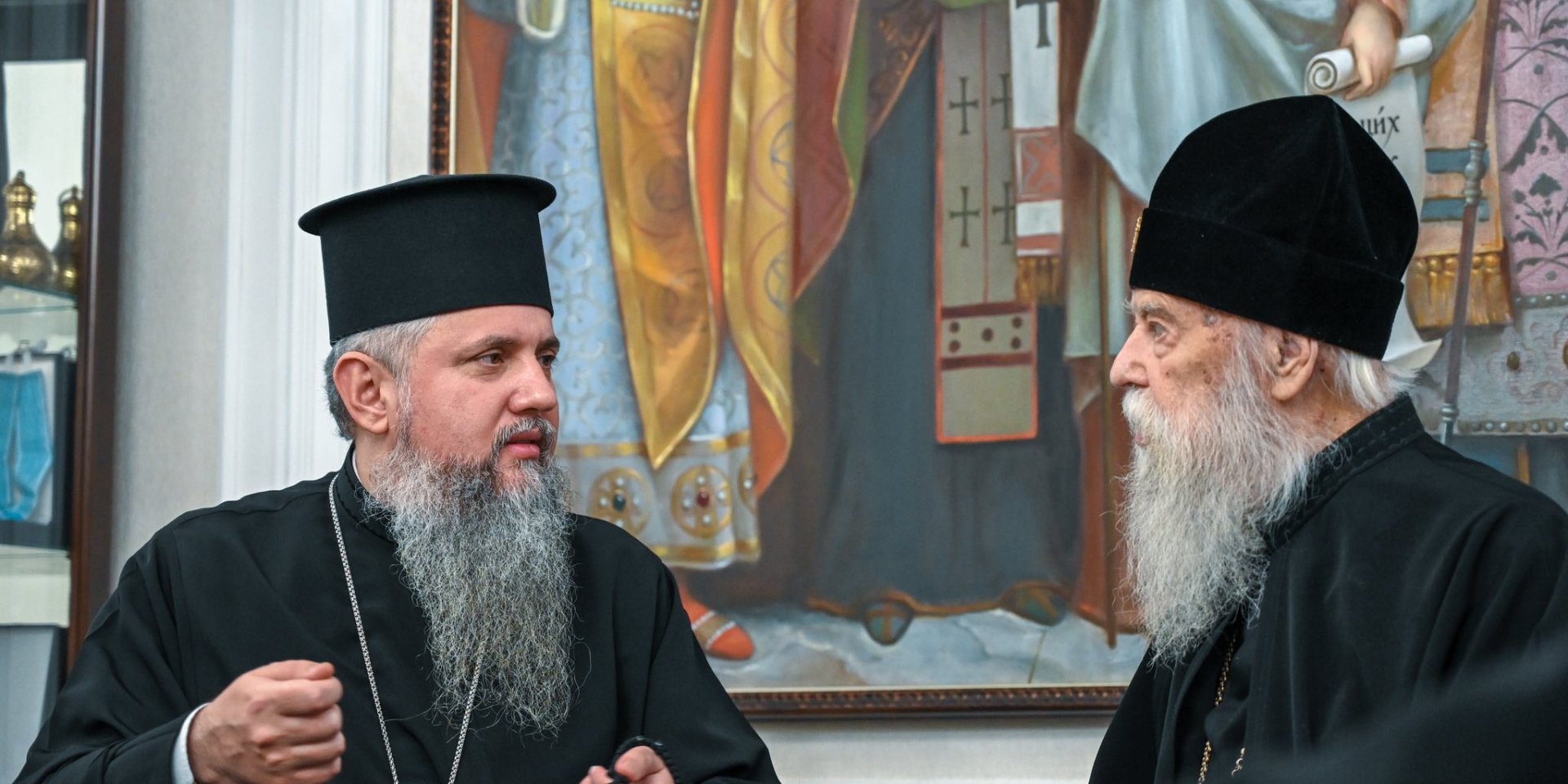 Предстоятель Православної церкви України митрополит Епіфаній зустрівся з&nbsp;патріархом Української православної церкви Київського патріархату Філаретом (Фото: Православна Церква України / Facebook)