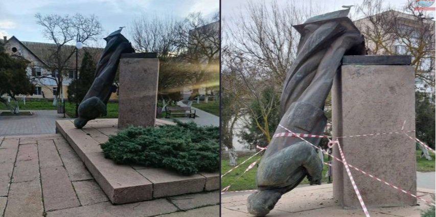 В&nbsp;ТО Приморську декомунізувався пам’ятник Леніну (Фото: Вконтакте)