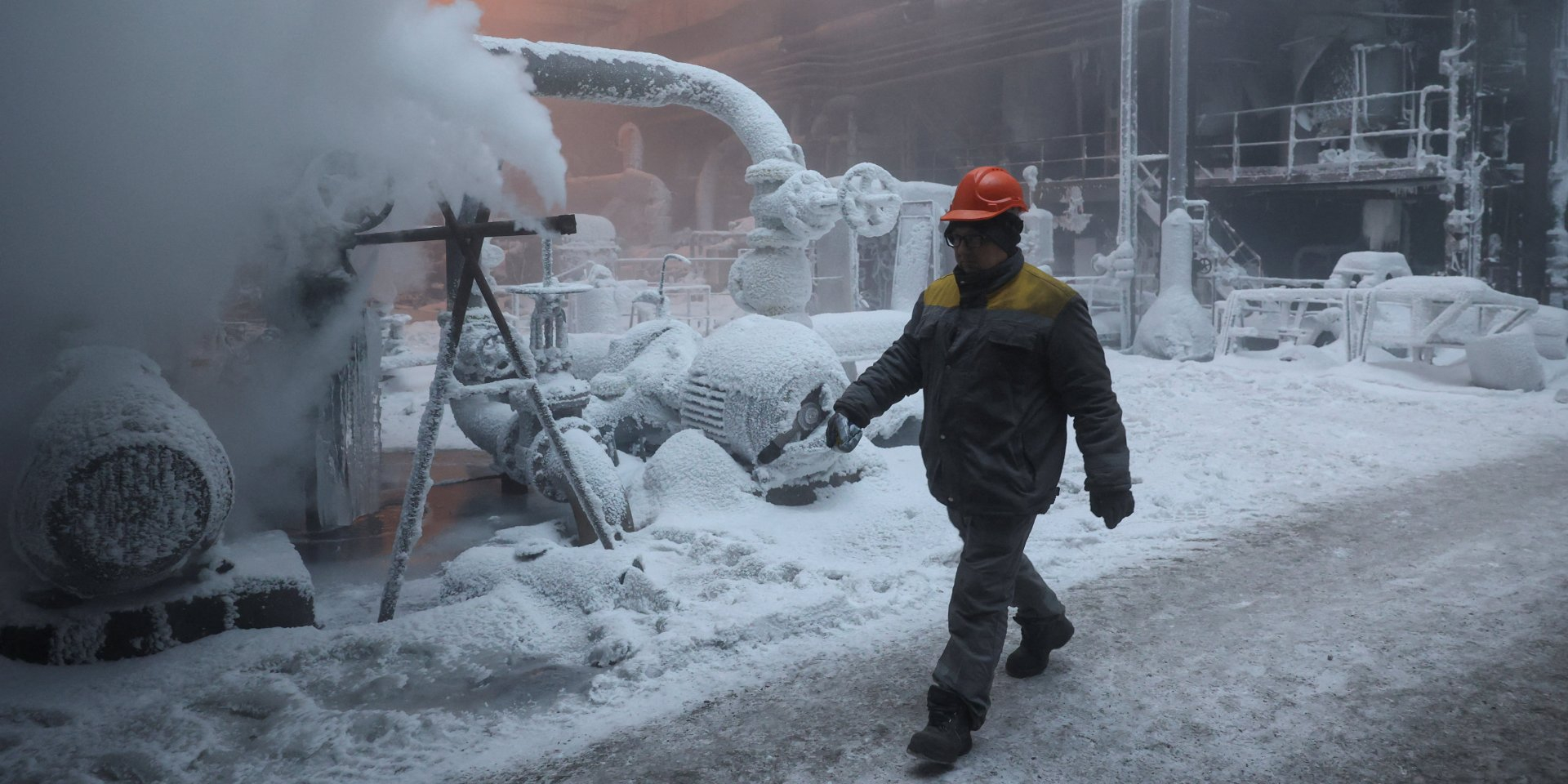 A DTEK employee at one of the thermal power plants destroyed by Russian missile strikes, on Jan. 22, 2026. (Photo: REUTERS/Roman Baluk)