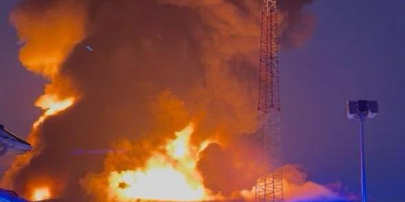 Fire at the Druzhba oil pipeline infrastructure after a Russian strike on Jan. 27 (Photo: Andrii Sybiha/X)
