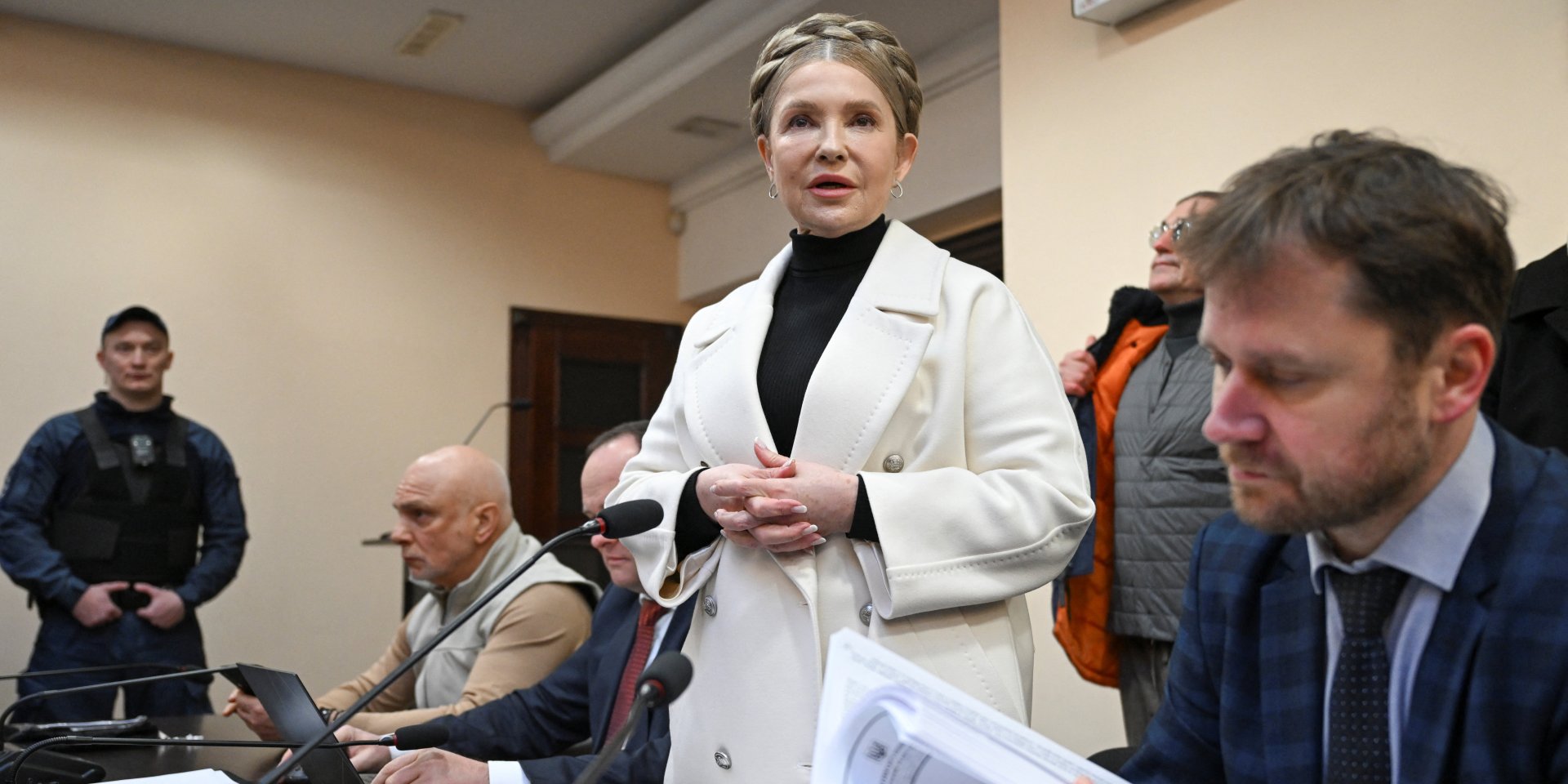 Лідерка Батьківщини Юлія Тимошенко у&nbsp;залі ВАКС 16 січня 2026 року (Фото: REUTERS/Viacheslav Ratynskyi)
