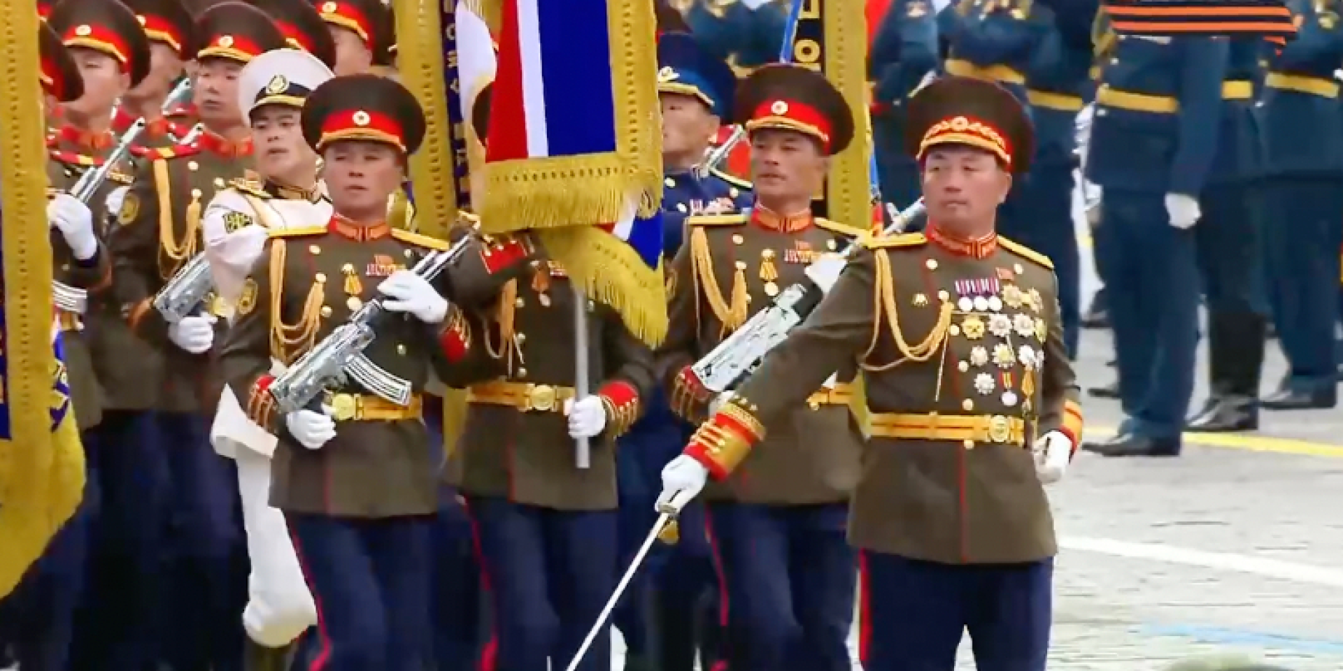 A column of North Korean soldiers marched in a parade in Moscow on May 9, 2026 (Photo: Video screenshot / social media)