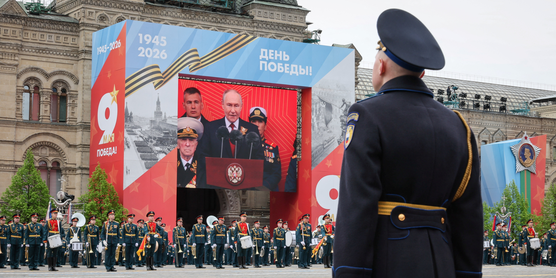 Russian dictator Vladimir Putin speaks during a military parade marking Victory Day in Red Square in central Moscow, Russia, on May 9, 2026. (Photo: REUTERS/Shamil Zhumatov/Pool)