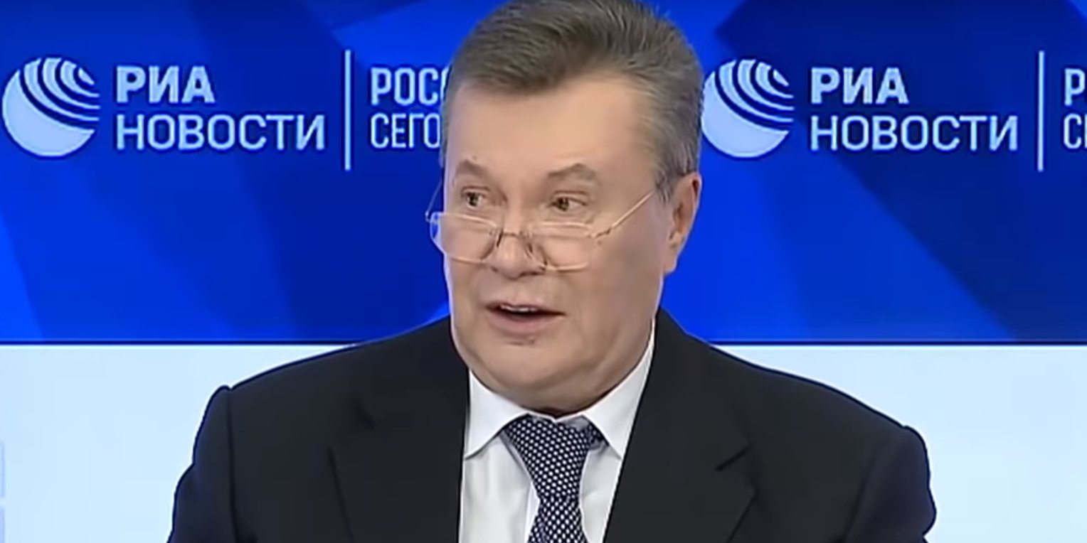 Віктор Янукович під час пресконференції в&nbsp;Росії у&nbsp;лютому 2019 року (Фото: Скріншот Россия 24)