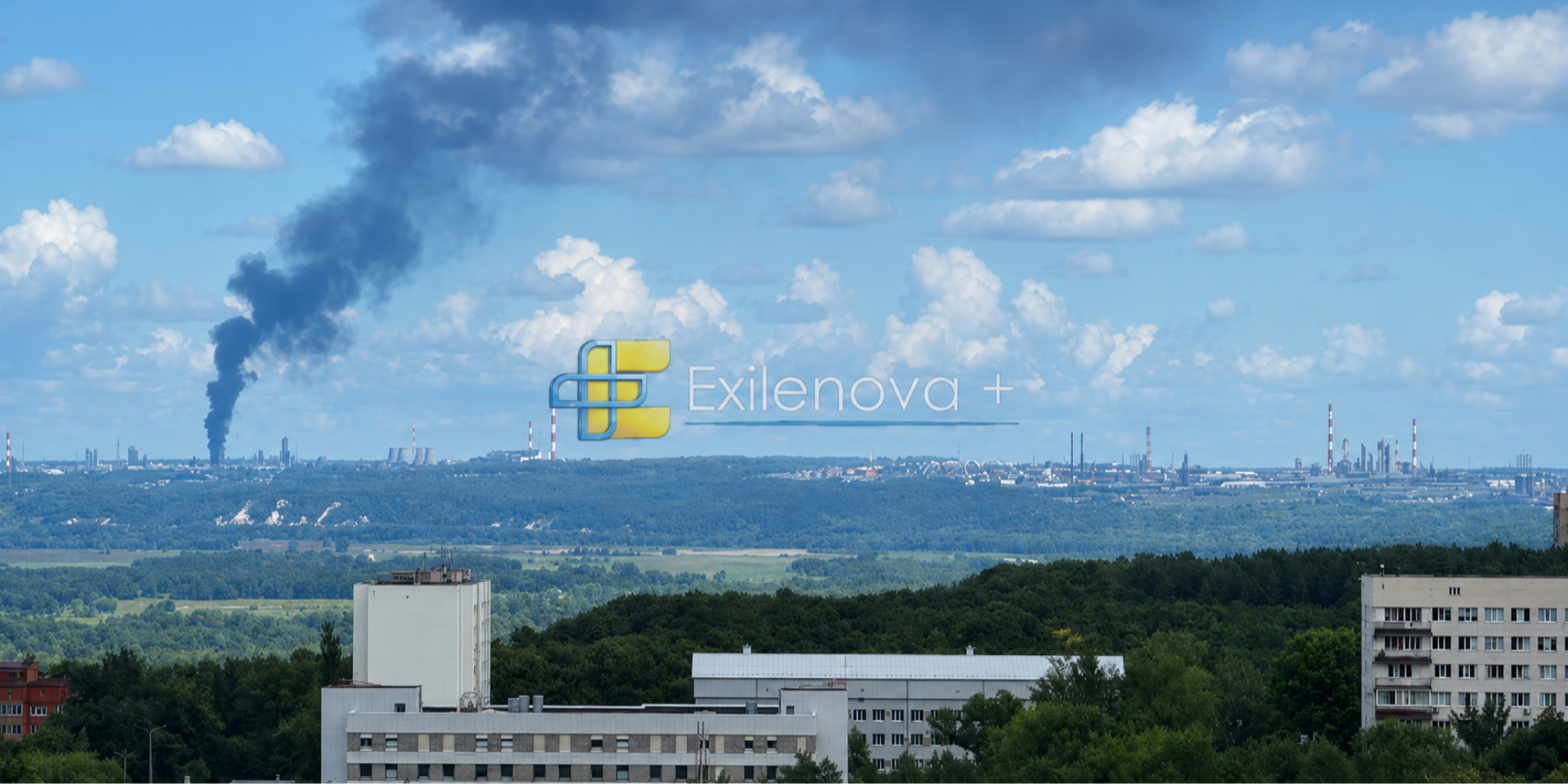 Smoke is rising over Ufa, June 25, 2026 (Photo: Exilenova+ via Telegram)