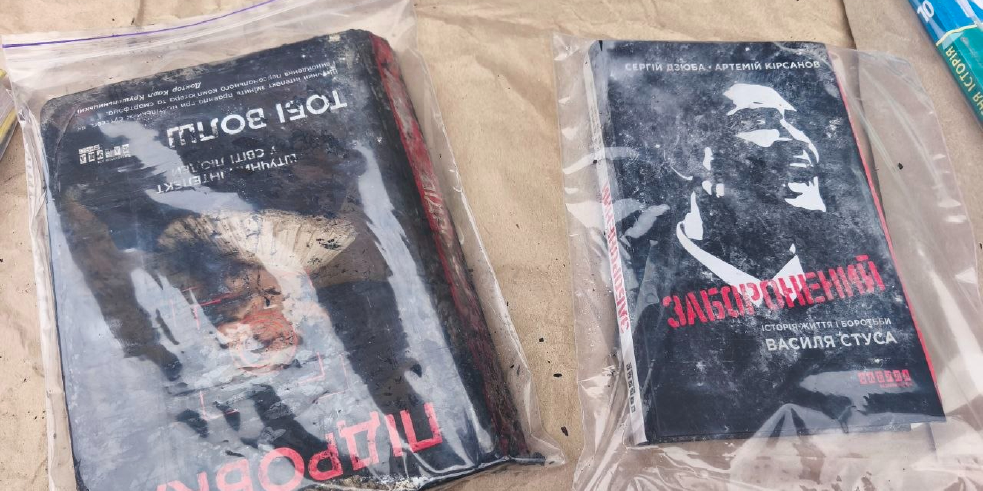 Обгорілі книги харківського видавництва Фабула (Фото: npzbvnkngchtn/ Telegram)