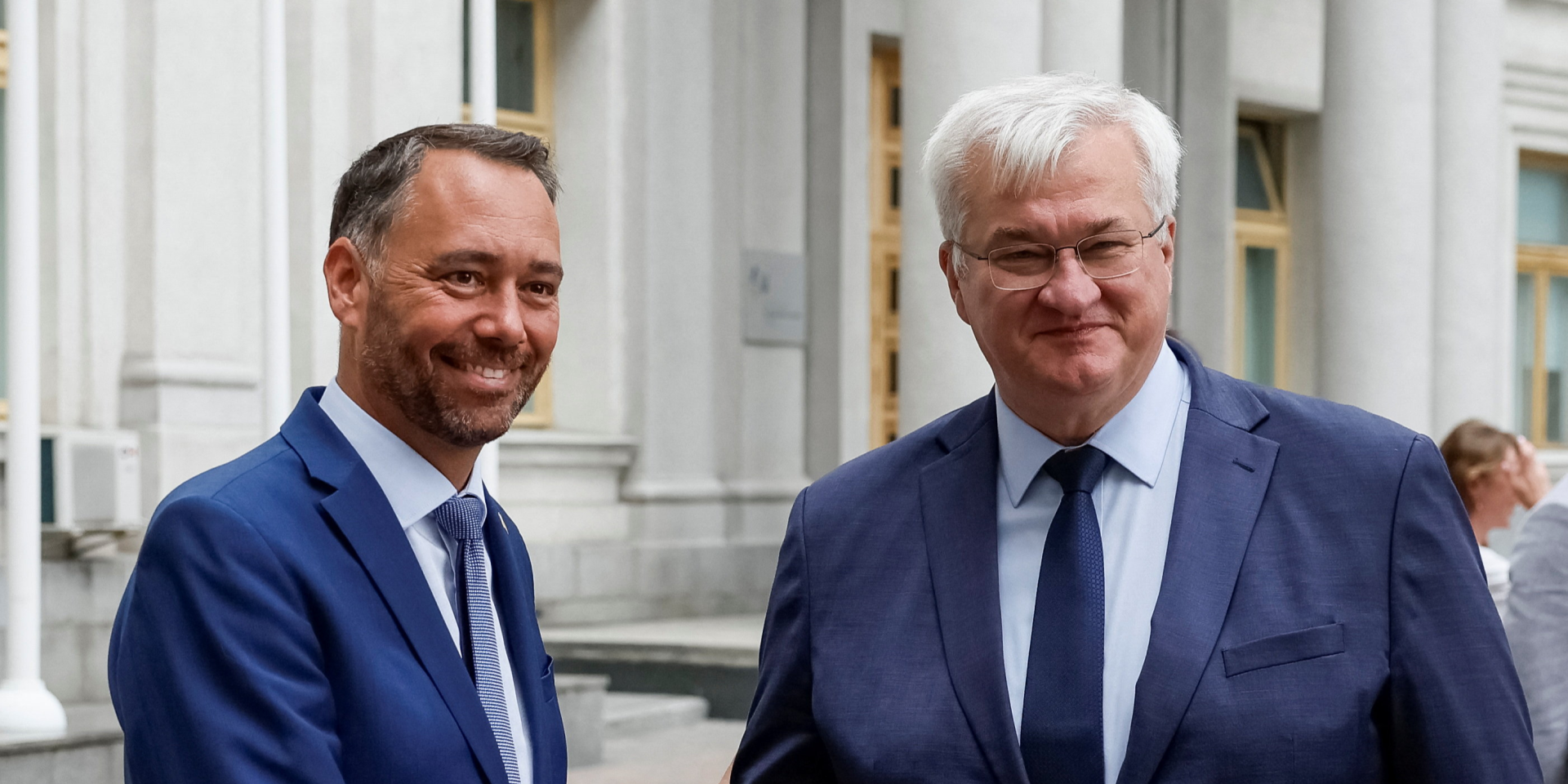 Minister of Foreign Affairs of Belgium Maxime Prevot and Acting Minister of Foreign Affairs of Ukraine Andriy Sybiha during a meeting in Kyiv (Photo: REUTERS/Gleb Garanich)
