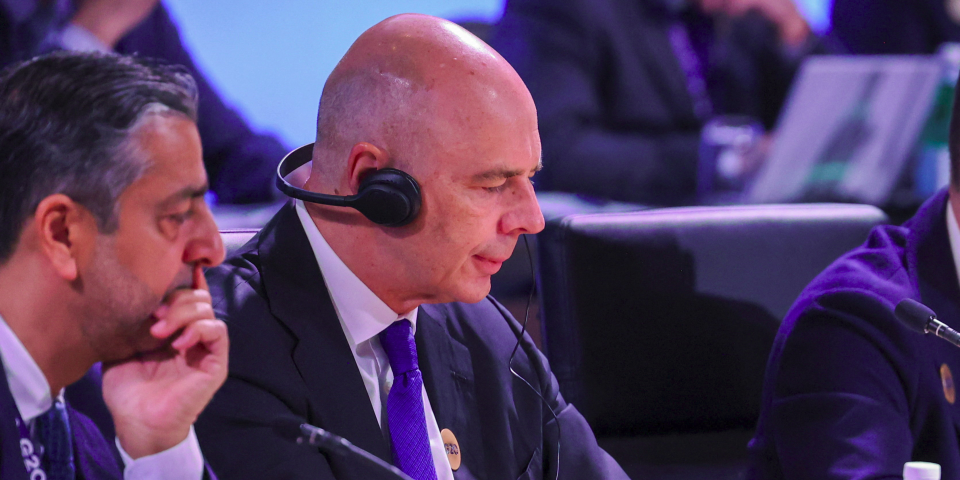 Міністр фінансів Росії Антон Сілуанов на&nbsp;саміті G20 у&nbsp;США, 31 серпня 2026 року (Фото: REUTERS/Sam Wolfe)