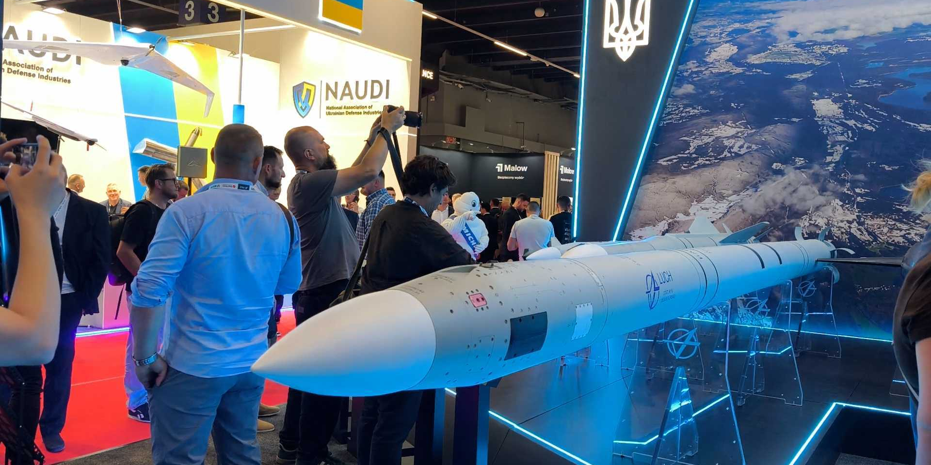 Koral missile at the Ukroboronprom stand at the MSPO international exhibition in Poland, September 2026 (Photo: NV)
