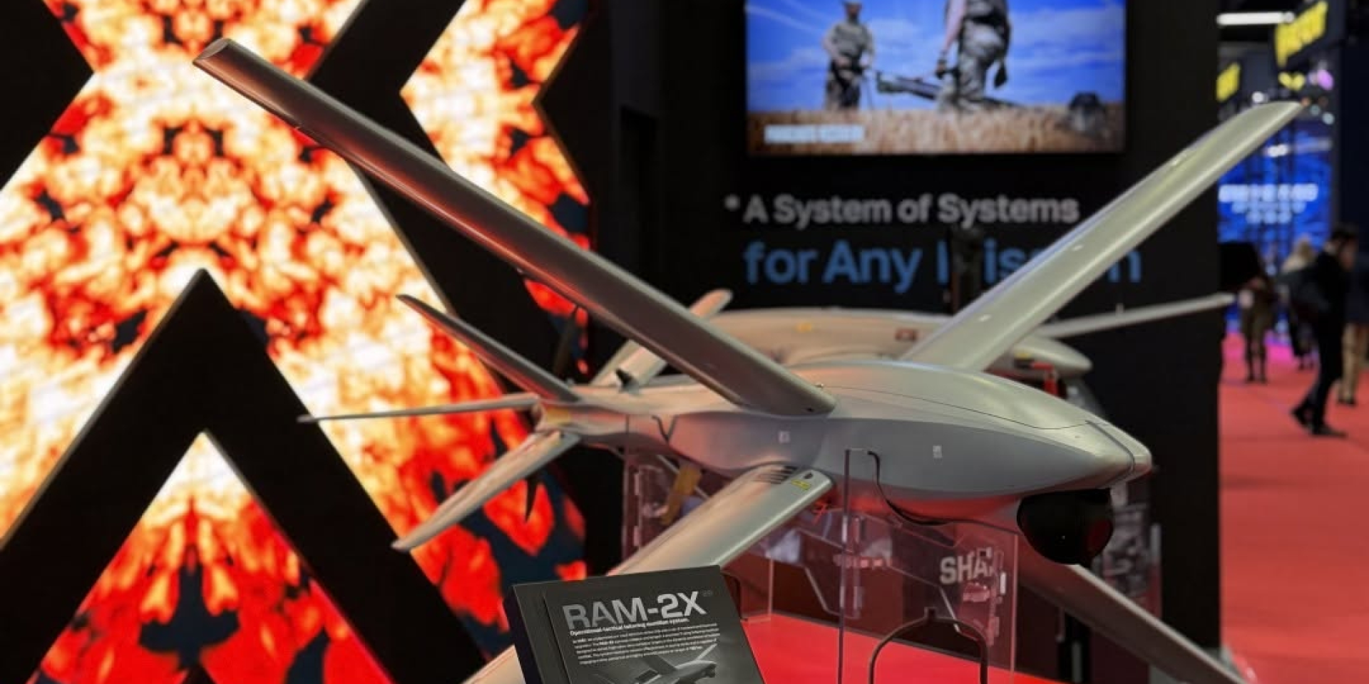 RAM-2X&nbsp;— баражуючий боєприпас із X-подібним крилом, який уперше показали широкому загалу на&nbsp;виставці #MSPO 2026 у&nbsp;Кельце (Фото: Ukrspecsystems / Facebook)