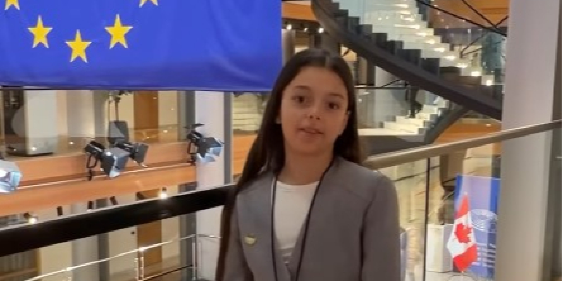 10-year-old Sasha Paskal drew applause in the European Parliament. (Photo: Screenshot from a video by paskals2016 on Instagram)