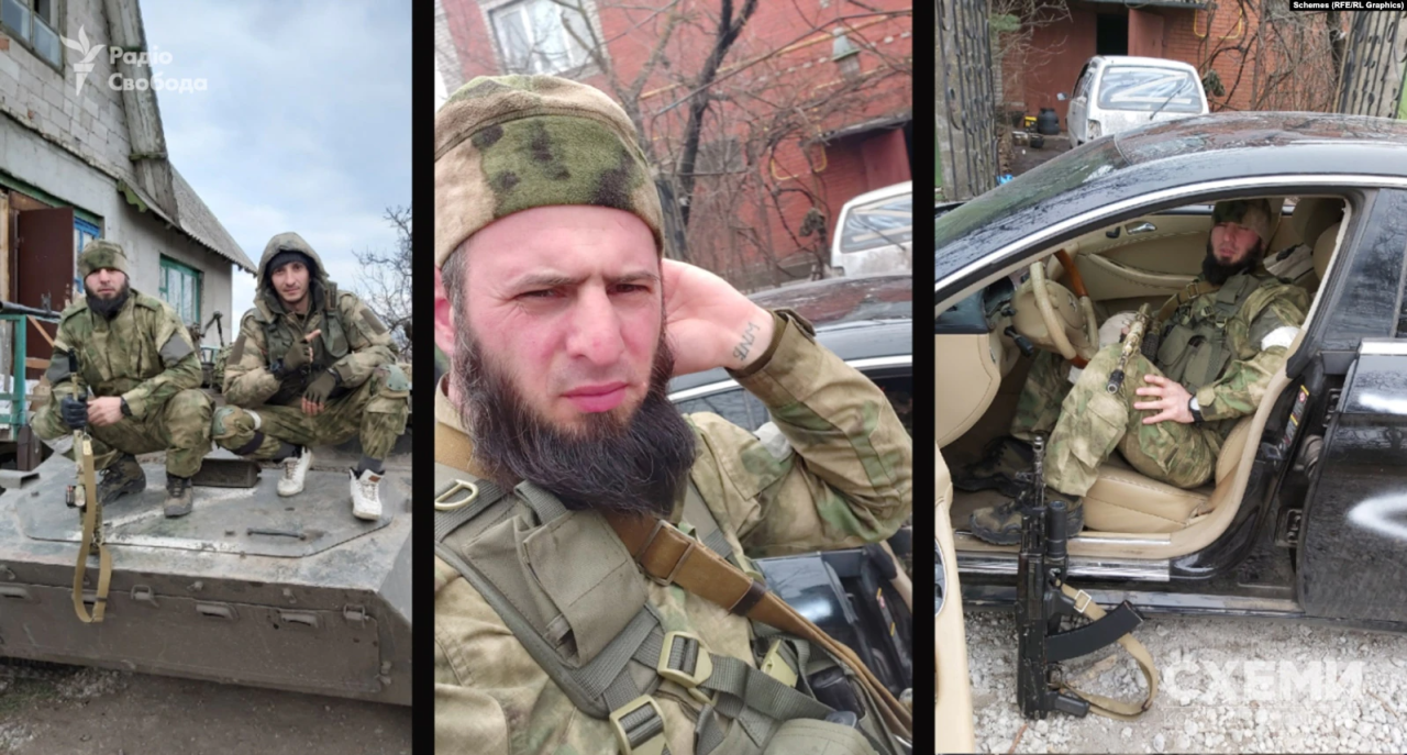 Руслан Чимаєв викладає фотографії зі зброєю та технікою, маркованою буквою Z (Фото: Колаж Схеми)