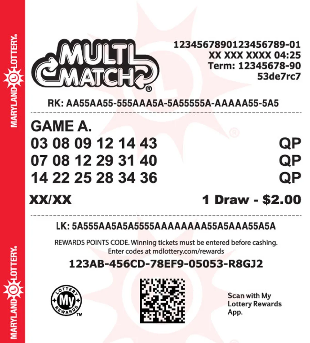 Лотерейний квиток (Фото: Maryland Lottery)