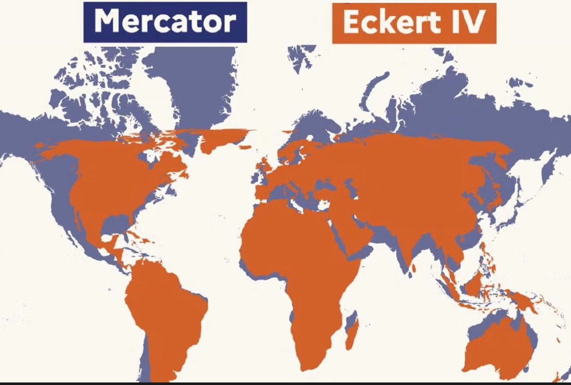 Порівняння карт Меркатора та&nbsp;Екерта&nbsp;IV. Останню, схожу на проєкцію Equal Earth, вирішила відтепер використовувати Франція (Фото: Міністерство закордонних справ Франції)