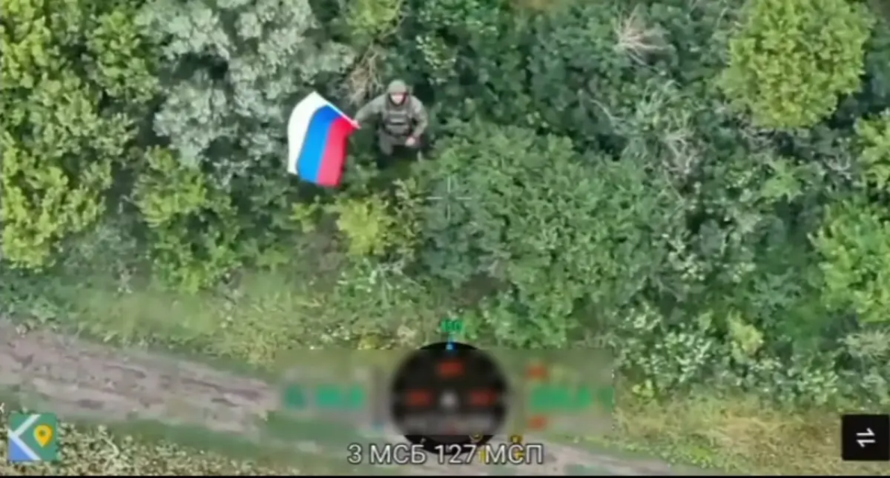 Відео, створене з використанням ШІ, на якому показано нібито присутність російських військ в селищі Білий Колодязь Харківської області (Фото: Telegram)